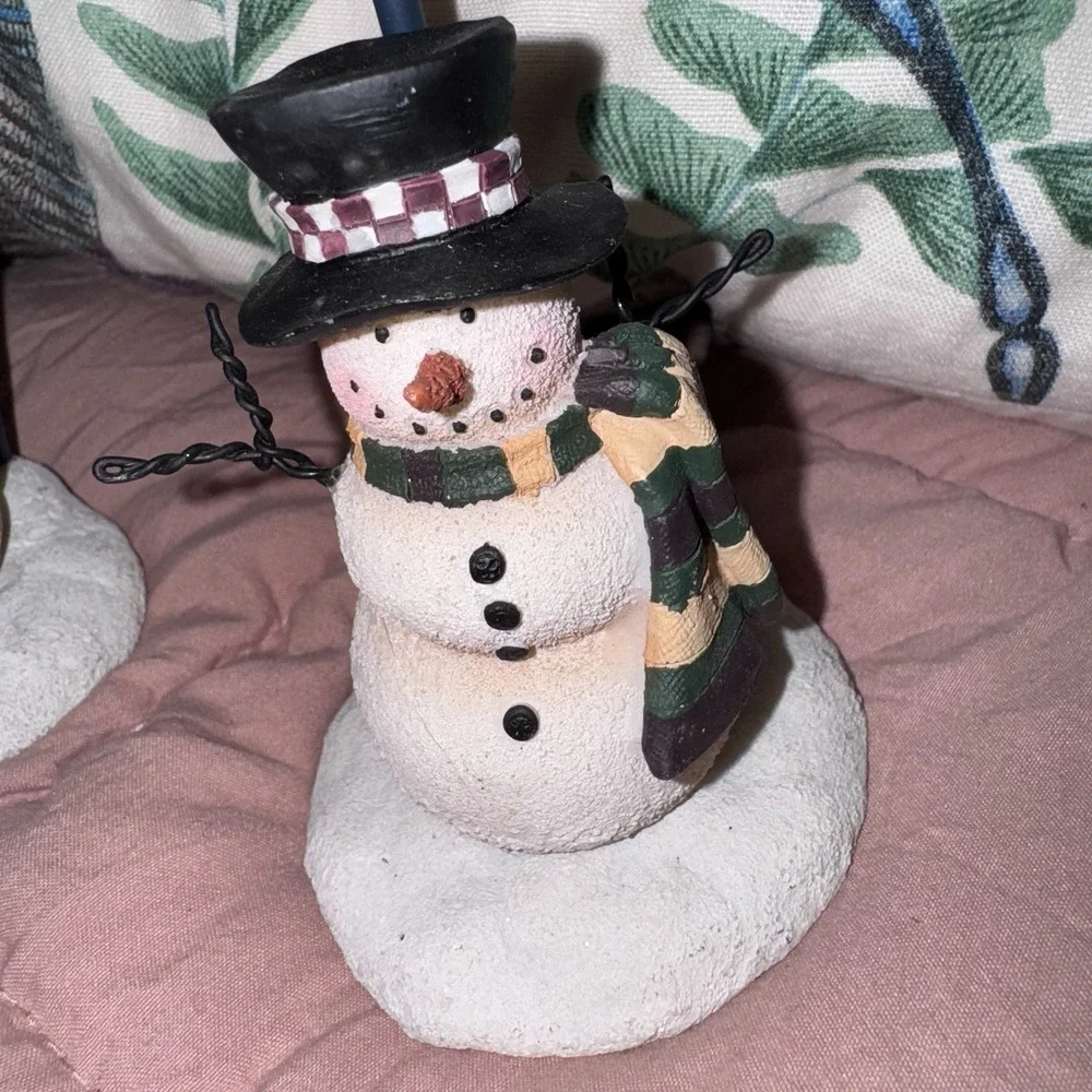 Crazy Mountain Christmas Snowman Tealight Candle Holder Set